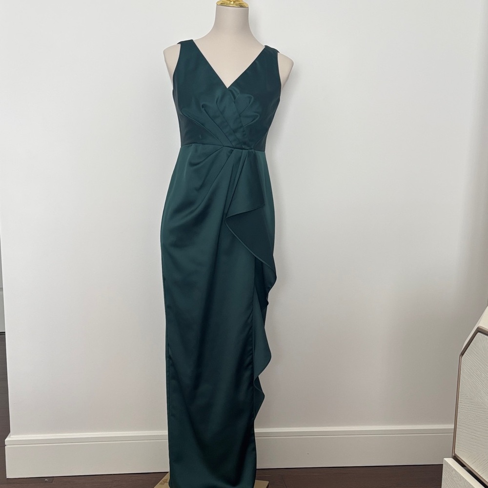 Adrianna Papell Asymmetrical Dark Green Dress